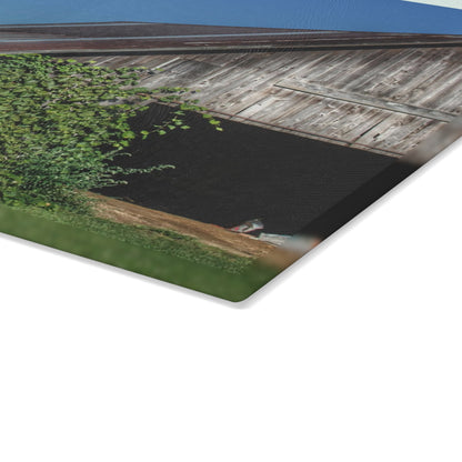 U R There Photography Grey Shack of Millington Rustic Farmhouse Tempered-Glass Cutting Board