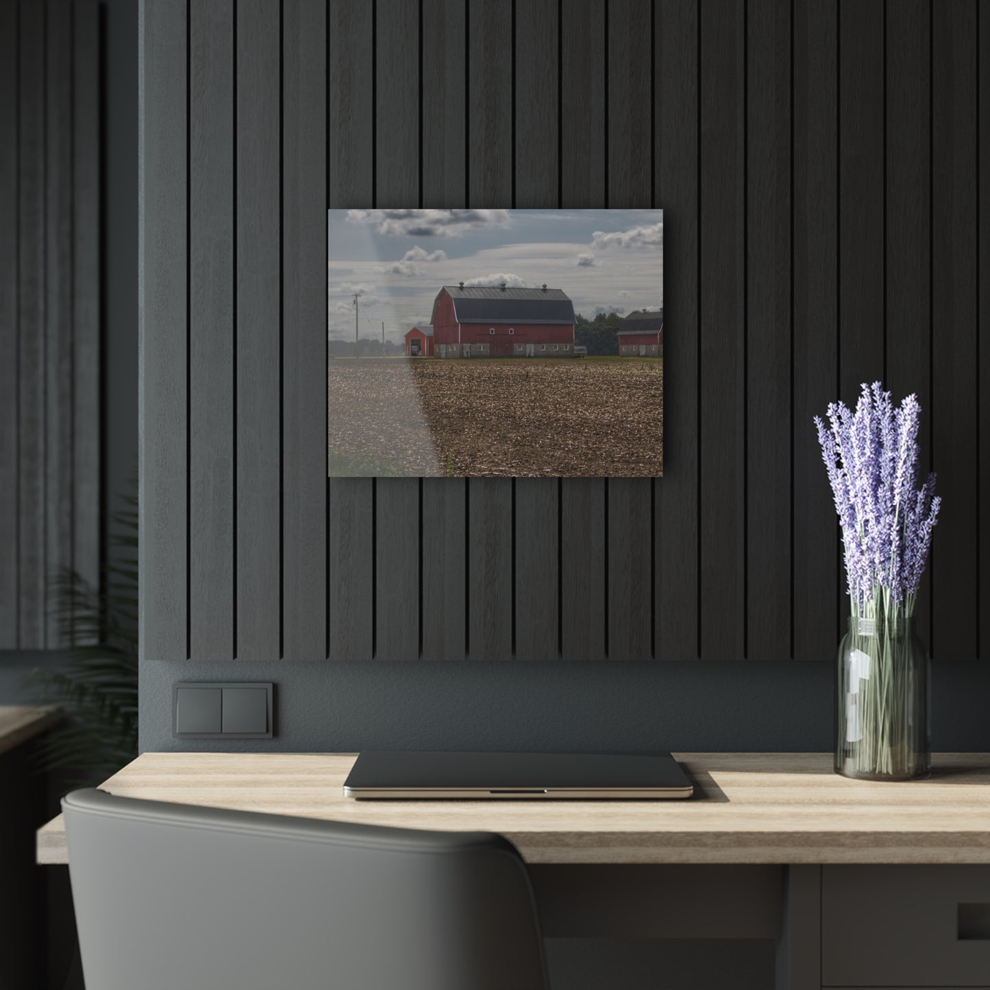 U R There Photography Wheeling Road Red Rustic Farmhouse Acrylic Wall Print
