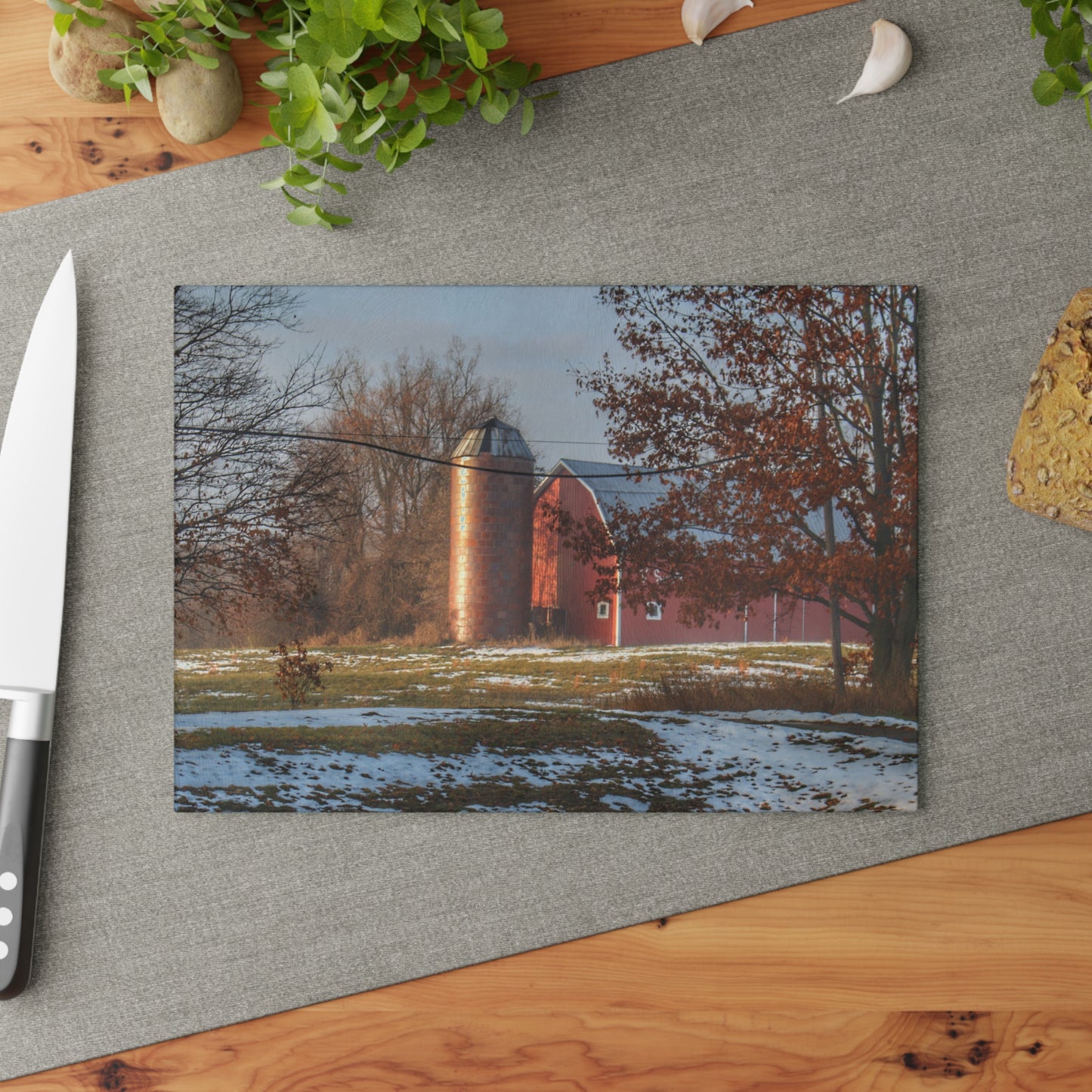 U R There Photography Vienna Road Red Rustic Farmhouse Tempered-Glass Cutting Board