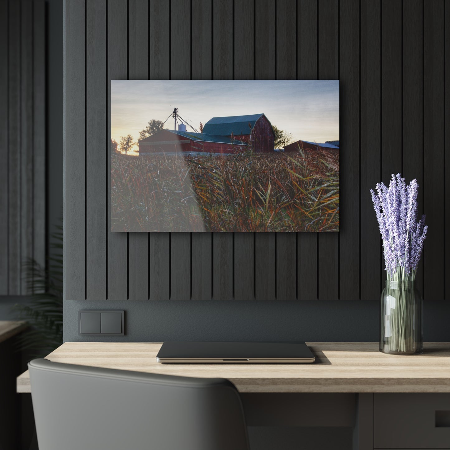 U R There Photography Haines Road Hidden Reds Rustic Farmhouse Acrylic Wall Print