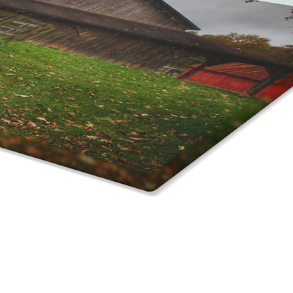 U R There Photography Chalet Grey II Rustic Farmhouse Tempered-Glass Cutting Board
