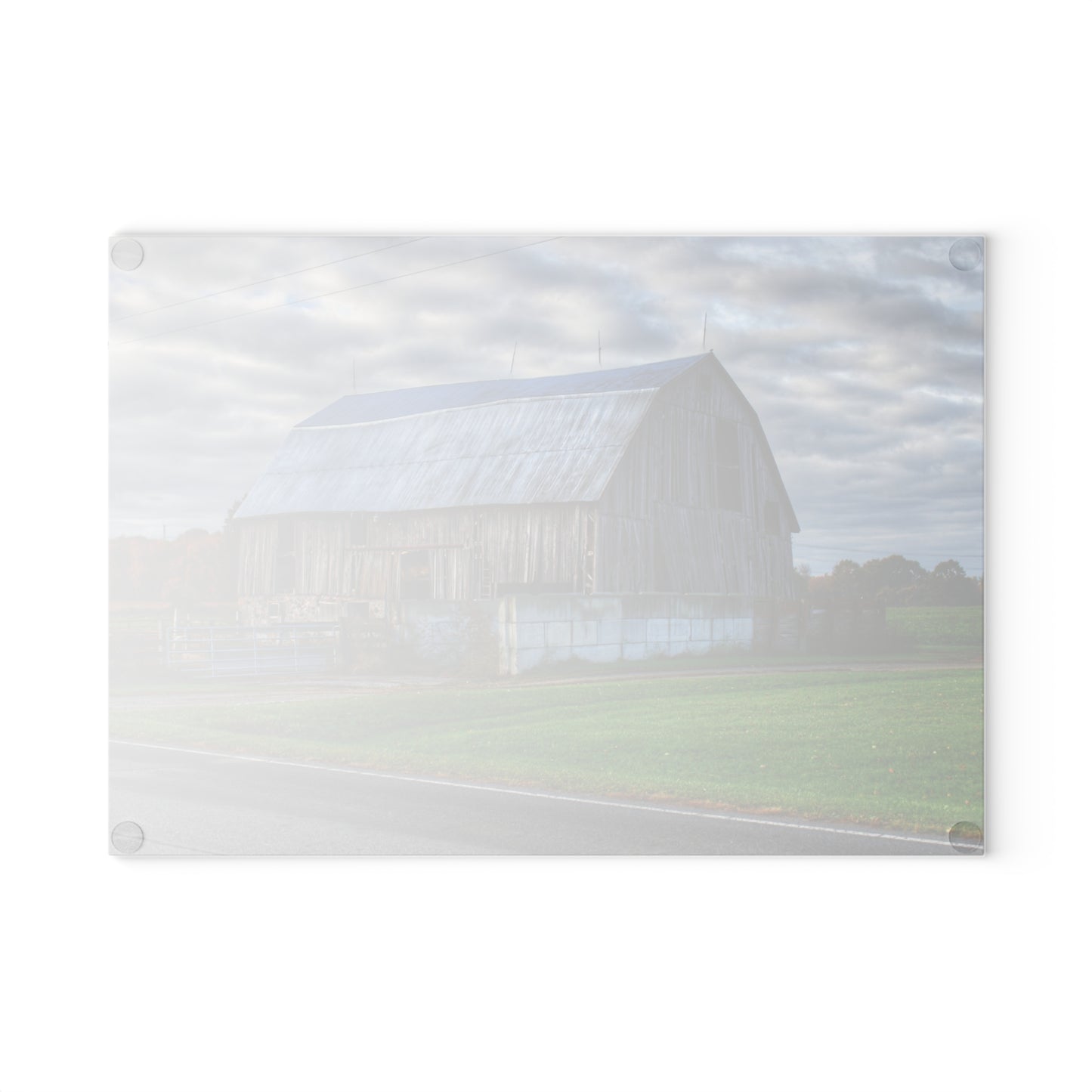 U R There Photography Marlette Road Haybarn Rustic Farmhouse Tempered-Glass Cutting Board