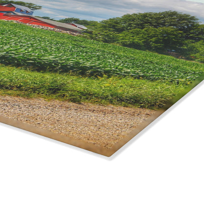 U R There Photography Block Road Reds Rustic Farmhouse Tempered-Glass Cutting Board
