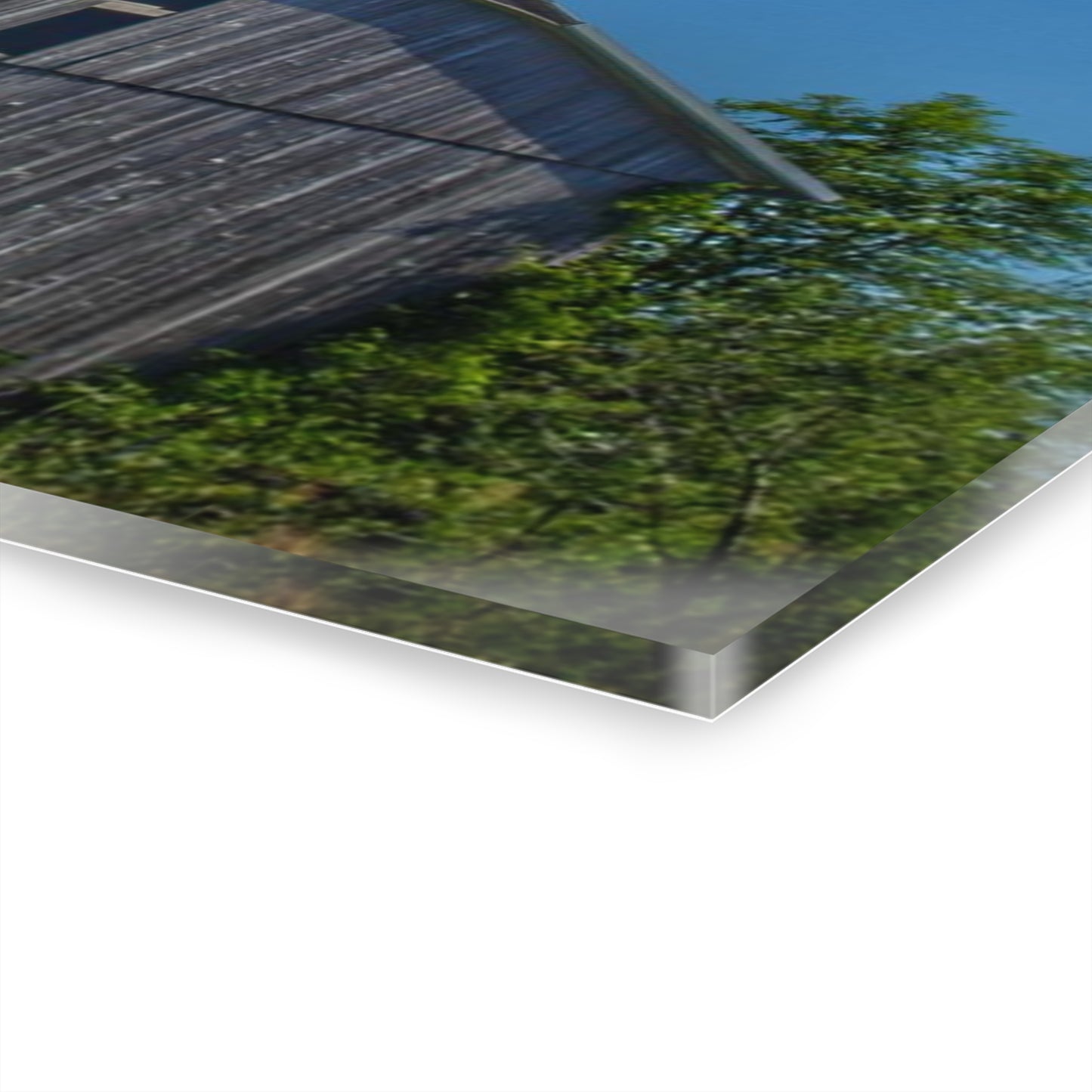 U R There Photography East Swaffer Grey and Little Red Rustic Farmhouse Acrylic Wall Print 14 "x 11"