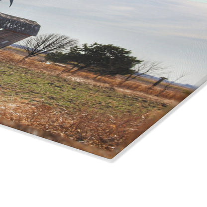 U R There Photography French Road Little Red Rustic Farmhouse Tempered-Glass Cutting Board