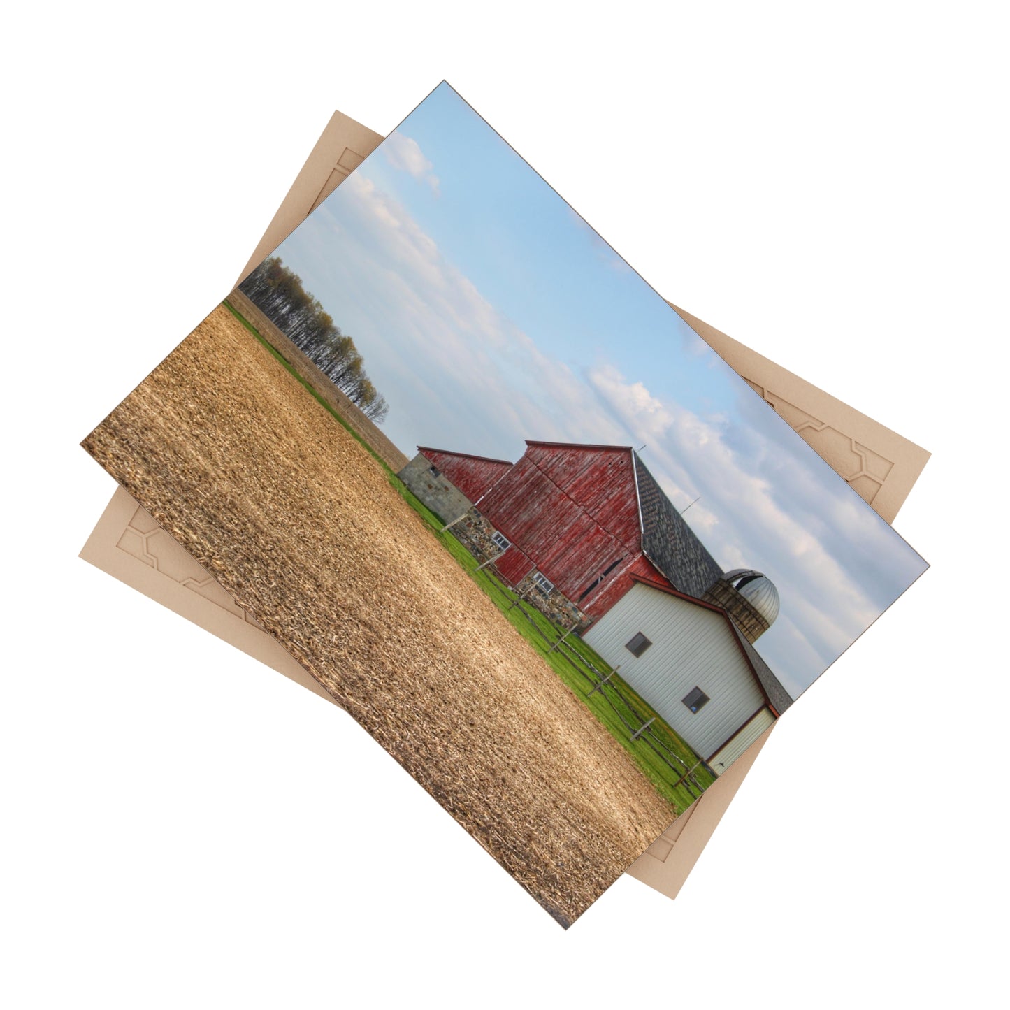 U R There Photography Cedar Creek Road Saltbox Red Rustic Farmhouse Decorative Ceramic Tile