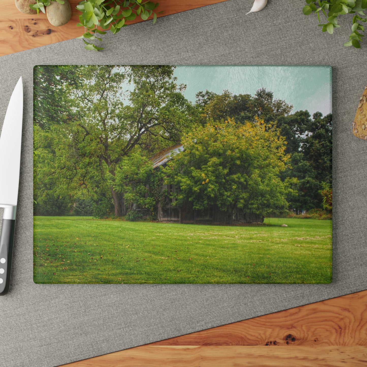 U R There Photography Hidden Past I Rustic Farmhouse Tempered-Glass Cutting Board