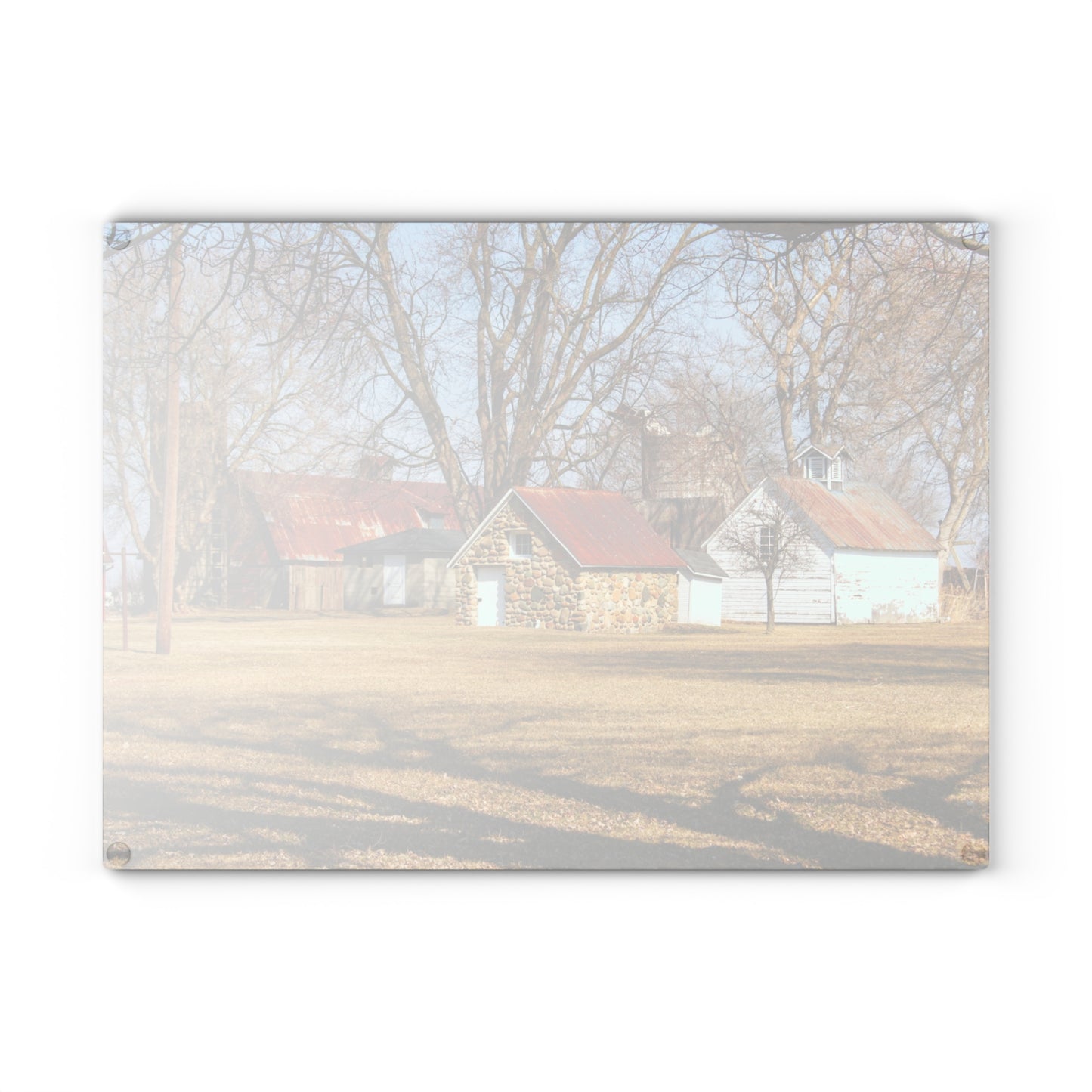 U R There Photography Wolcott Road Farm Rustic Farmhouse Tempered-Glass Cutting Board