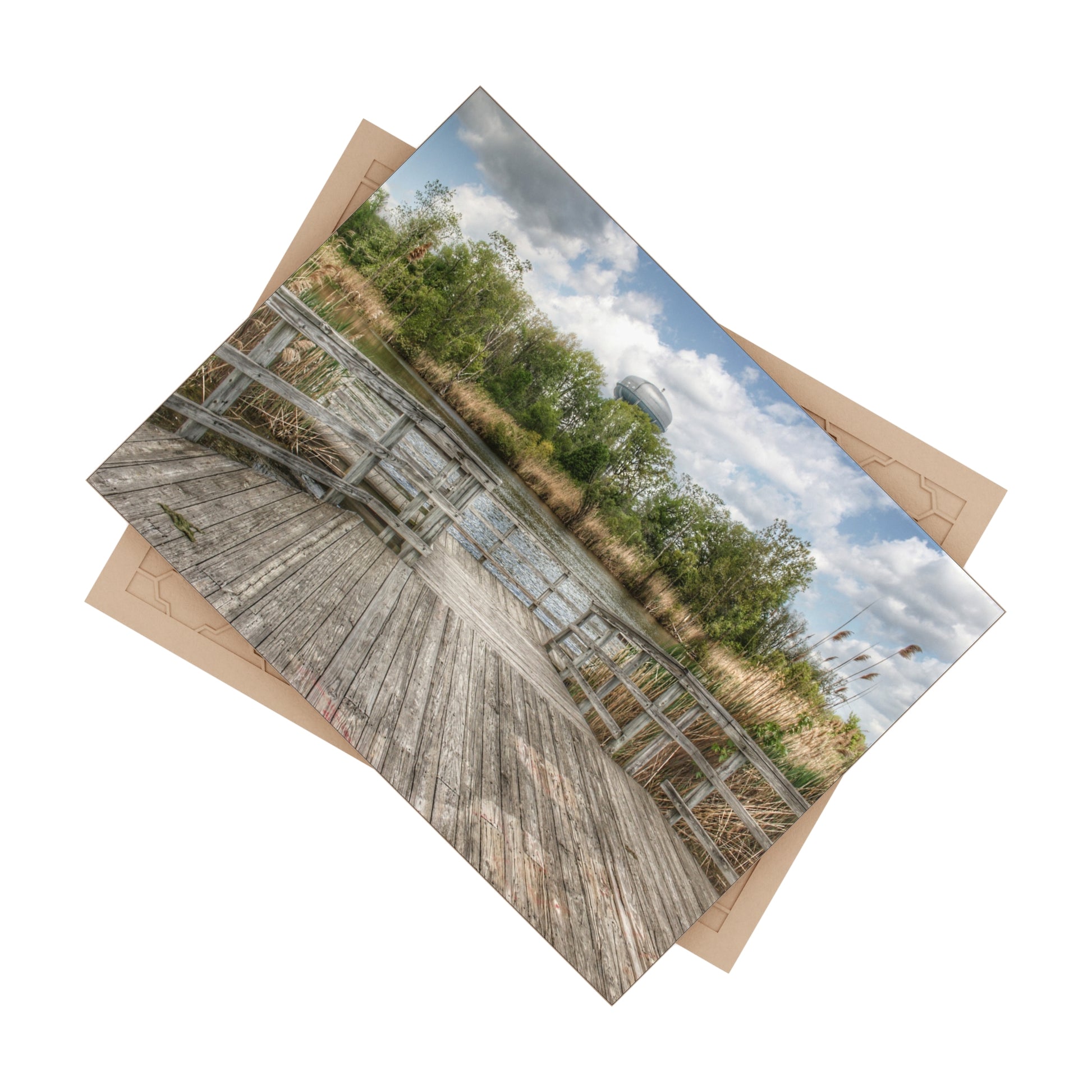 U R There Photography Bridge Overlooking Water Tower Park in Lapeer Rustic Farmhouse Decorative Ceramic Tile 6" × 8" Glossy