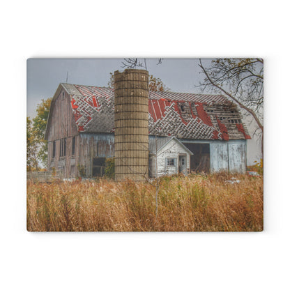 U R There Photography Hill Road Roadside Grey I Rustic Farmhouse Tempered-Glass Cutting Board