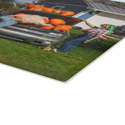 U R There Photography Lippincott Pumpkins Rustic Farmhouse Tempered-Glass Cutting Board