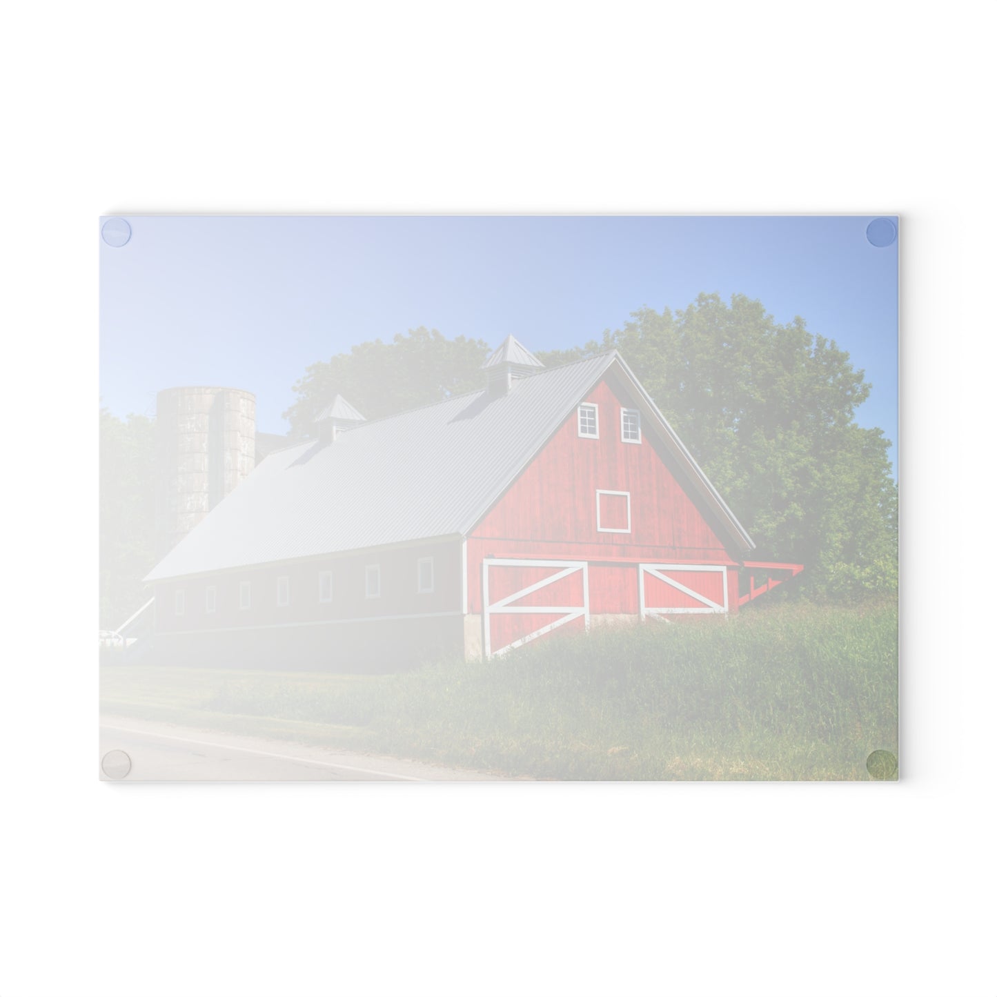 U R There Photography Metamora Red 2020 I Rustic Farmhouse Tempered-Glass Cutting Board
