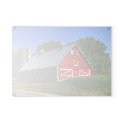 U R There Photography Metamora Red 2020 I Rustic Farmhouse Tempered-Glass Cutting Board
