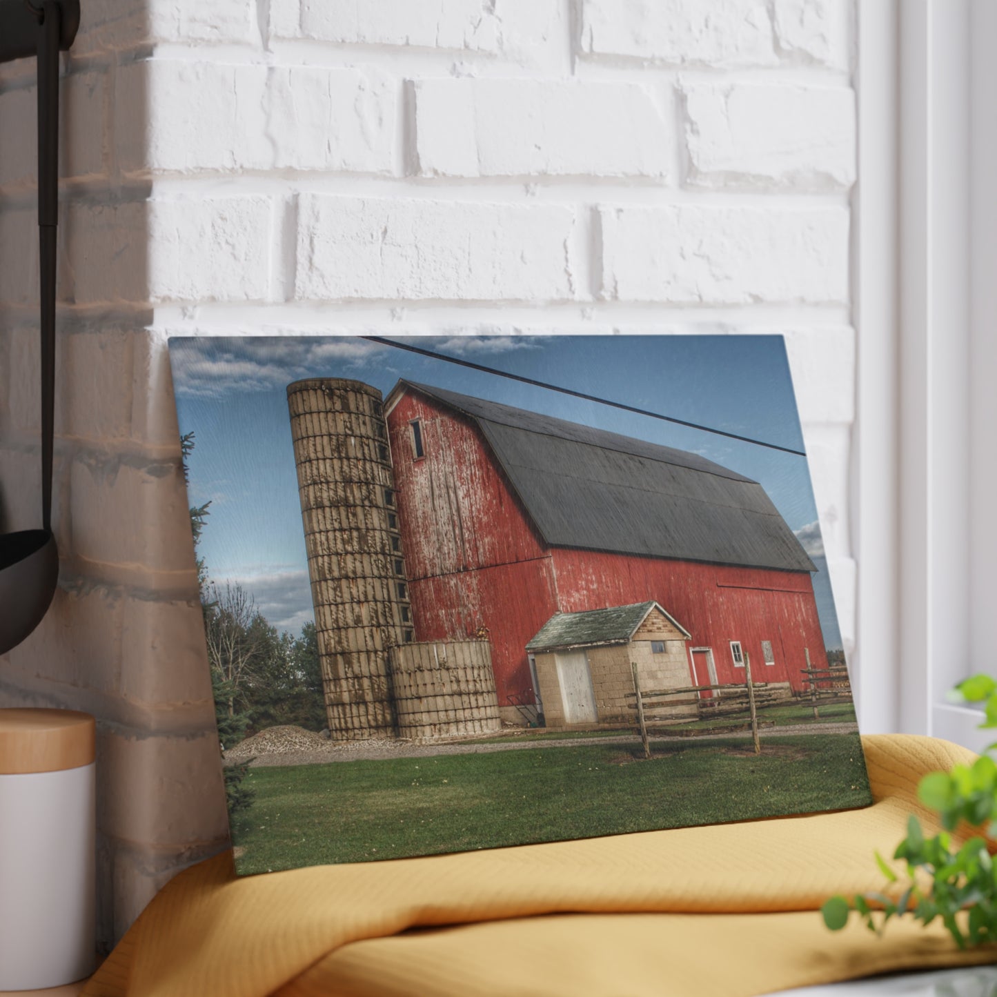 Barn Boutique Rustic Tempered-Glass Cutting Board| Brown City Lincoln Street Red