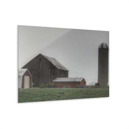 U R There Photography Farm in the Fog Rustic Farmhouse Acrylic Wall Print