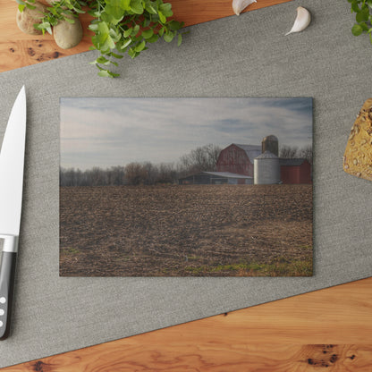 U R There Photography Cumber Road Red II Rustic Farmhouse Tempered-Glass Cutting Board