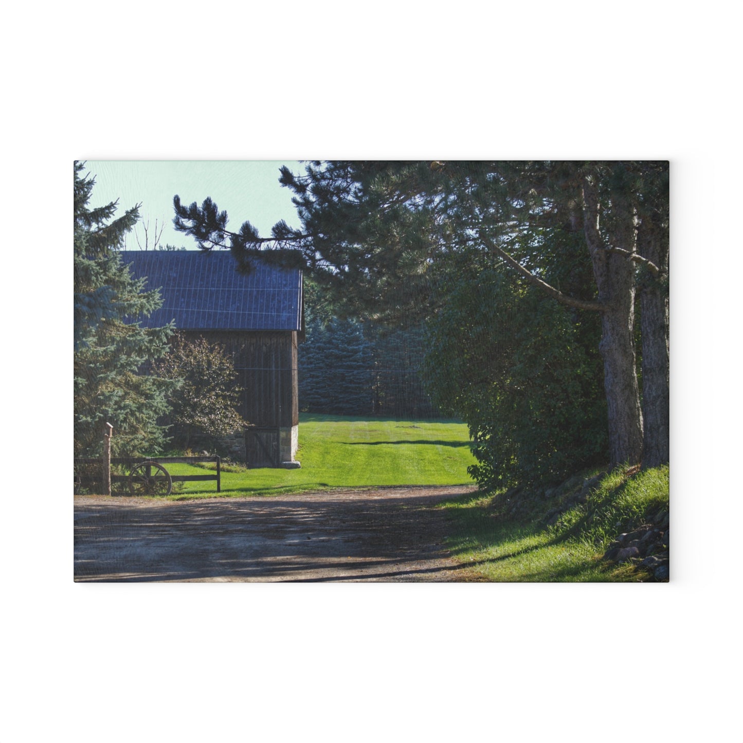 U R There Photography Hosner Road Hidden Grey Rustic Farmhouse Tempered-Glass Cutting Board