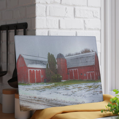 U R There Photography Holmes Road Red II Rustic Farmhouse Tempered-Glass Cutting Board