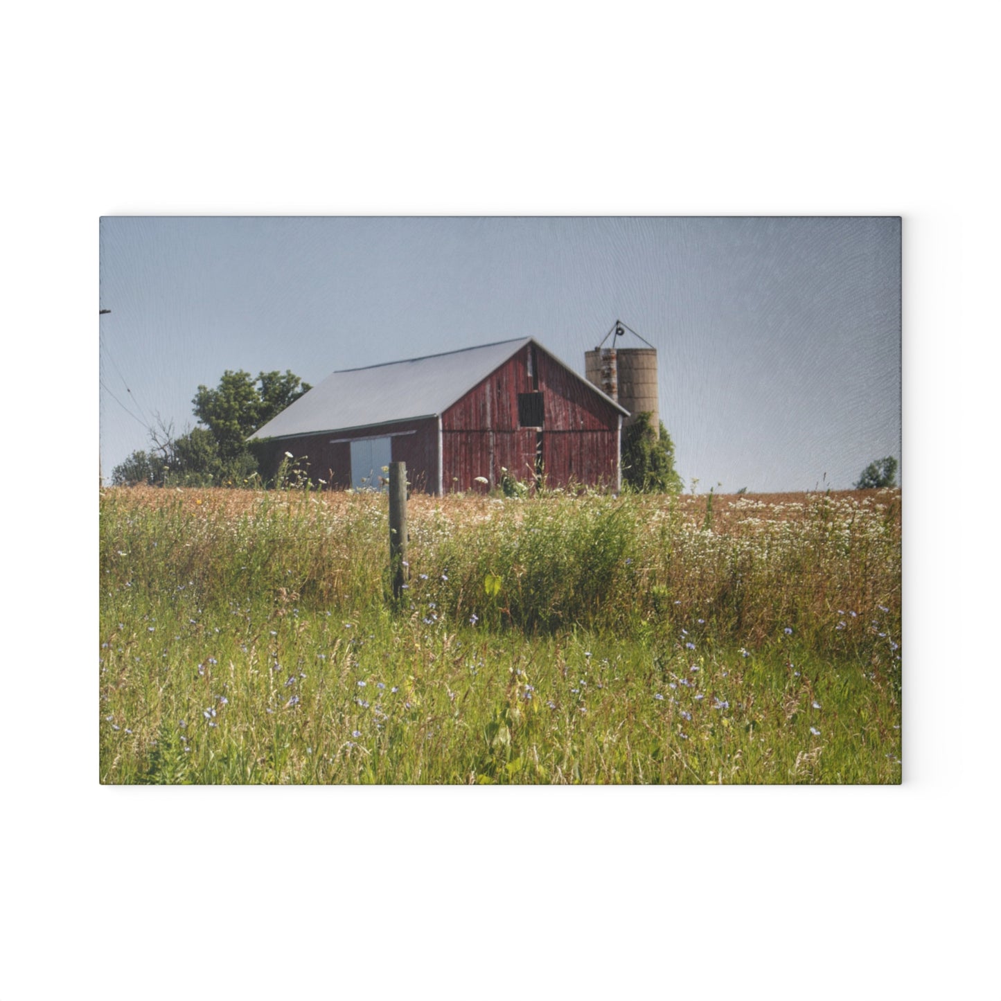 U R There Photography North Lake Pleasant Little Red Rustic Farmhouse Tempered-Glass Cutting Board