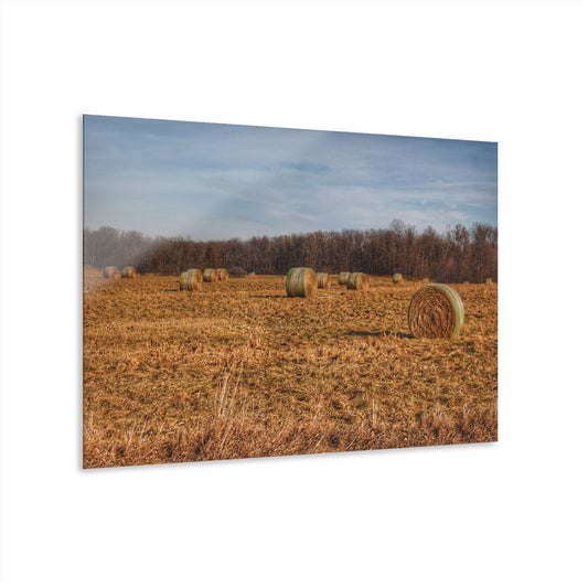 U R There Photography December Haybales Rustic Farmhouse Acrylic Wall Print