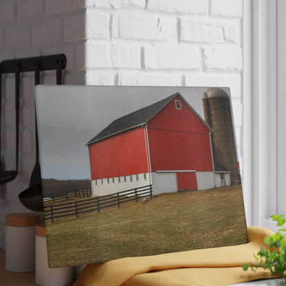 U R There Photography Brocker Road Red I Rustic Farmhouse Tempered-Glass Cutting Board