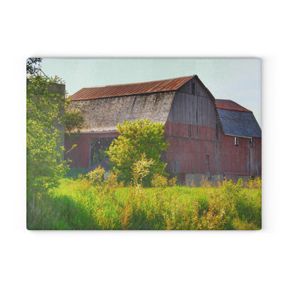 U R There Photography Leslie Road Red II Rustic Farmhouse Tempered-Glass Cutting Board