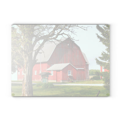 U R There Photography French Road Centennial Reds I Rustic Farmhouse Tempered-Glass Cutting Board