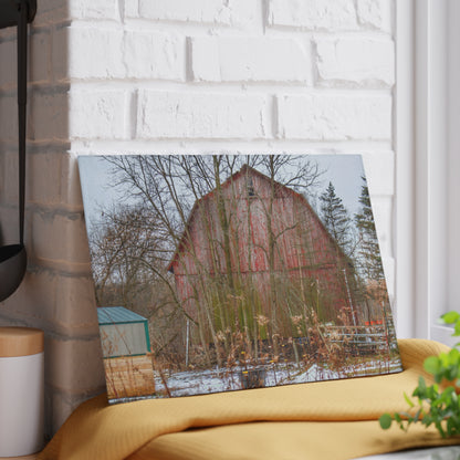 U R There Photography LeValley Road Red Rustic Farmhouse Tempered-Glass Cutting Board