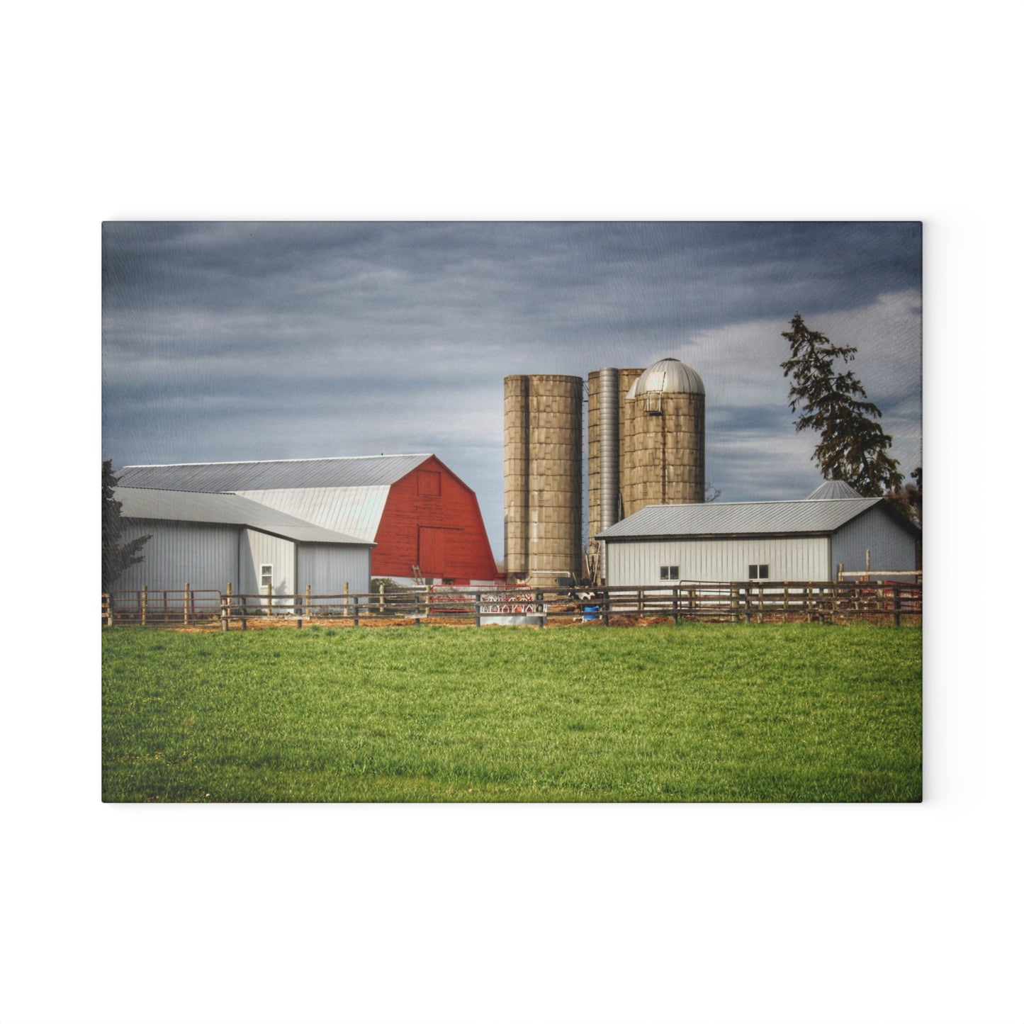U R There Photography M-24 Farm Rustic Farmhouse Tempered-Glass Cutting Board