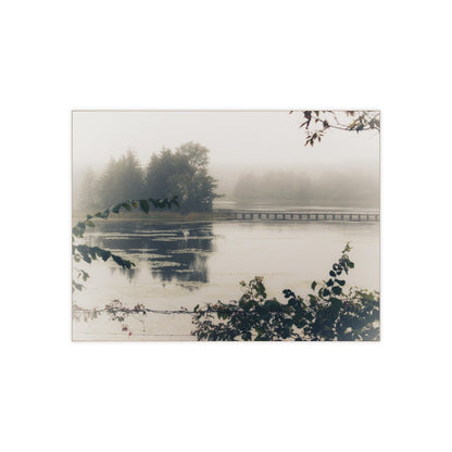 U R There Photography Bridge in Fog Rustic Farmhouse Decorative Ceramic Tile