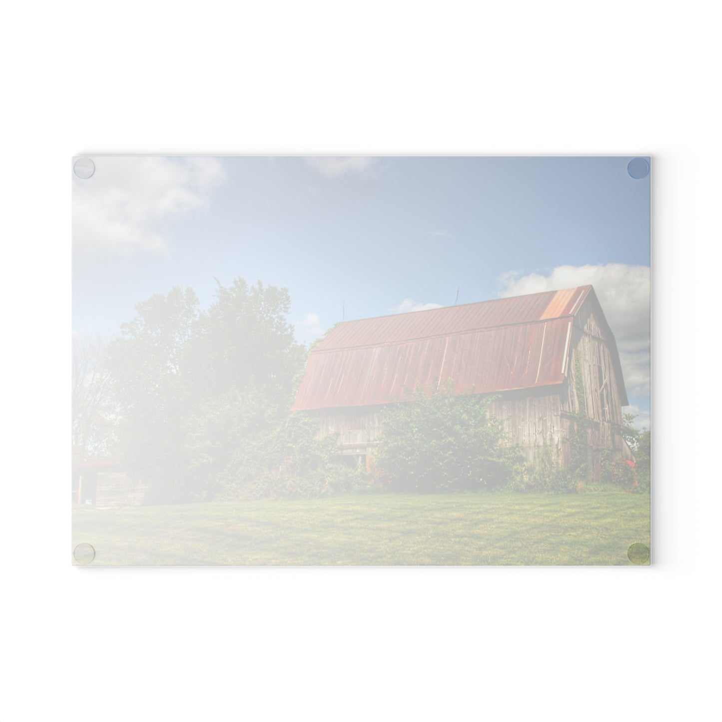 U R There Photography Grey Road Rusted II Rustic Farmhouse Tempered-Glass Cutting Board