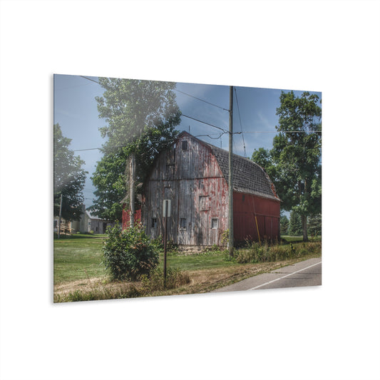 U R There Photography Roods Lake Road Red II Rustic Farmhouse Acrylic Wall Print