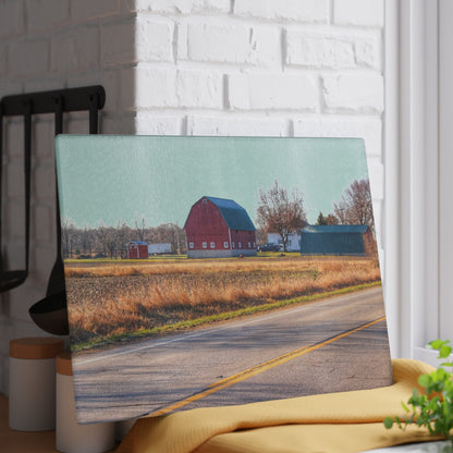 U R There Photography Baldwin Barn Brothers II Rustic Farmhouse Tempered-Glass Cutting Board