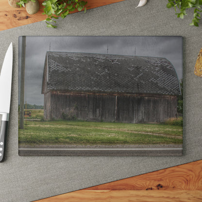 U R There Photography M-24 Elder Grey Rustic Farmhouse Tempered-Glass Cutting Board