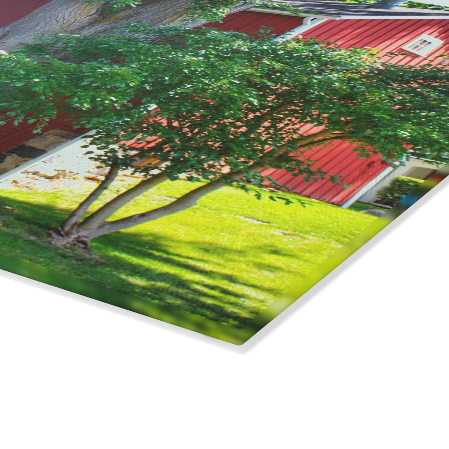 U R There Photography Court Street City Red Rustic Farmhouse Tempered-Glass Cutting Board