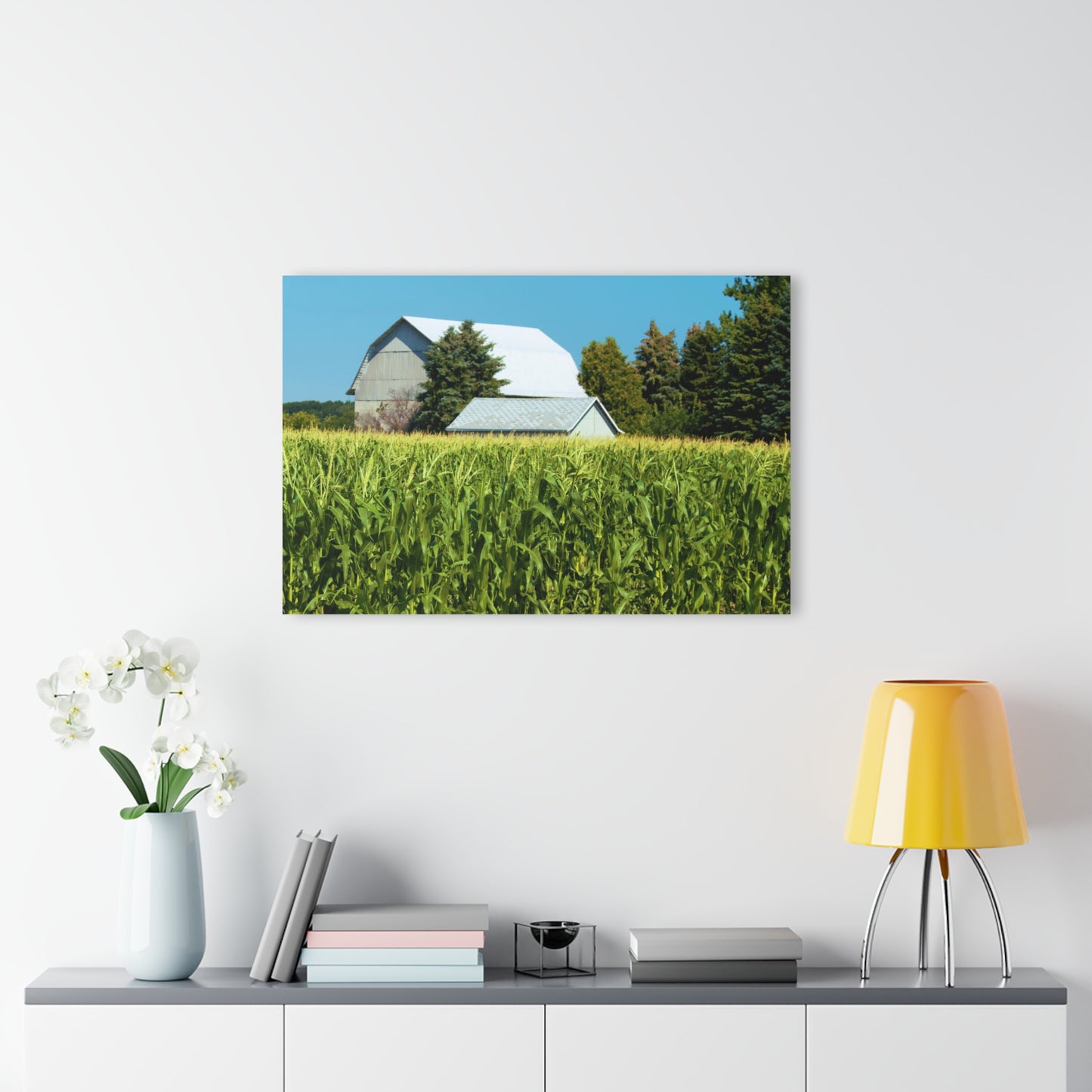 U R There Photography White Cornfield Barn Rustic Farmhouse Acrylic Wall Print