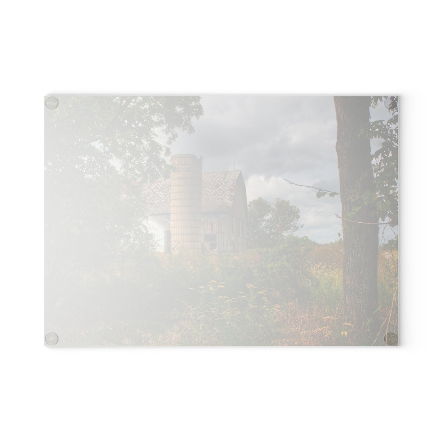 U R There Photography Hill Road Roadside Grey III Rustic Farmhouse Tempered-Glass Cutting Board