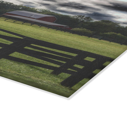 U R There Photography Hosner Road Farm Rustic Farmhouse Tempered-Glass Cutting Board