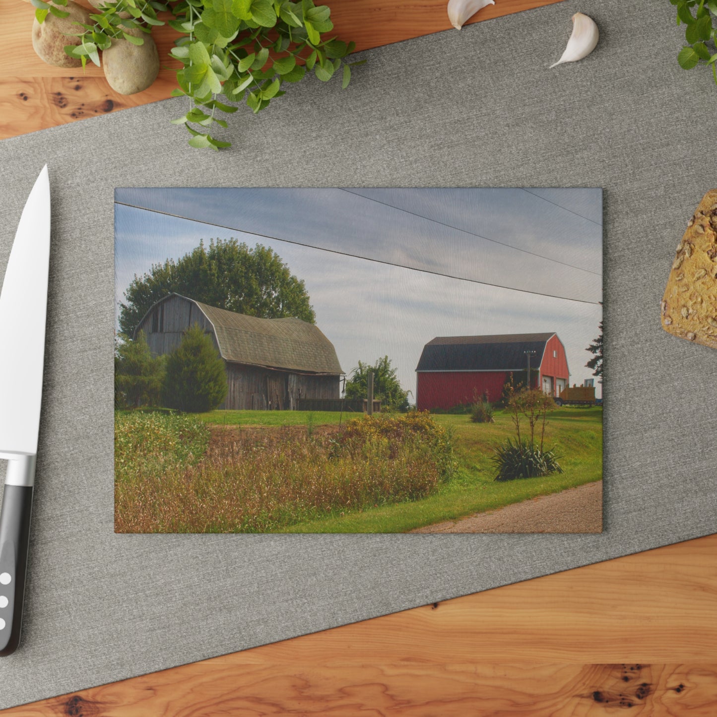 U R There Photography Schott Road Generations Rustic Farmhouse Tempered-Glass Cutting Board