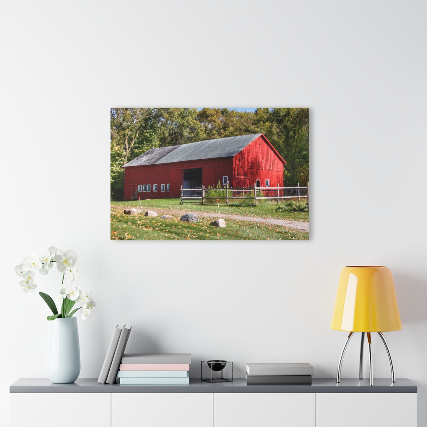 U R There Photography Hough Road Red II Rustic Farmhouse Acrylic Wall Print