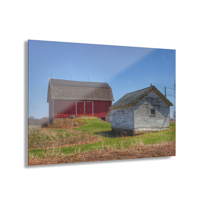 U R There Photography Hurd Corners Red and Little White Rustic Farmhouse Acrylic Wall Print