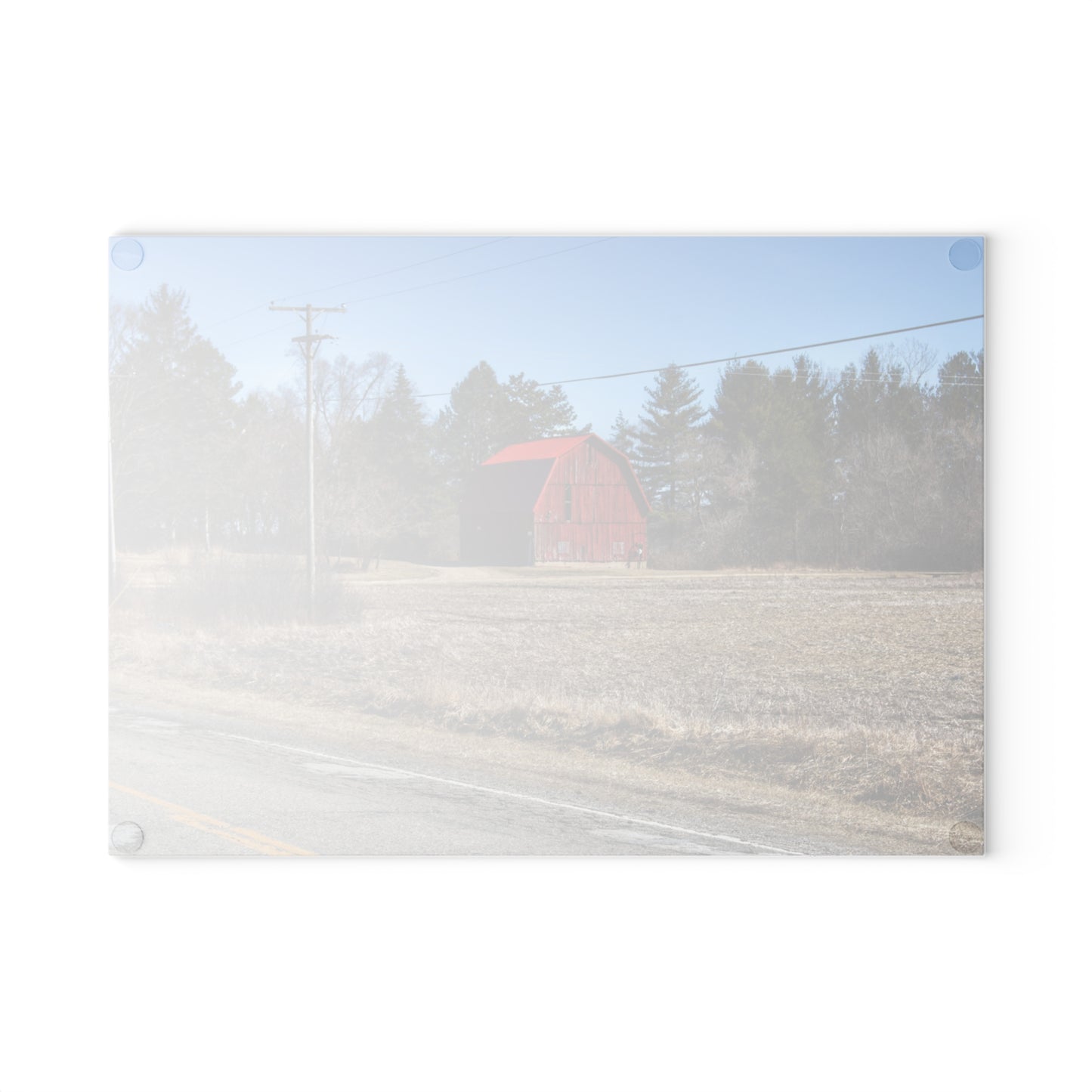 U R There Photography Maple Grove Little Red Rustic Farmhouse Tempered-Glass Cutting Board
