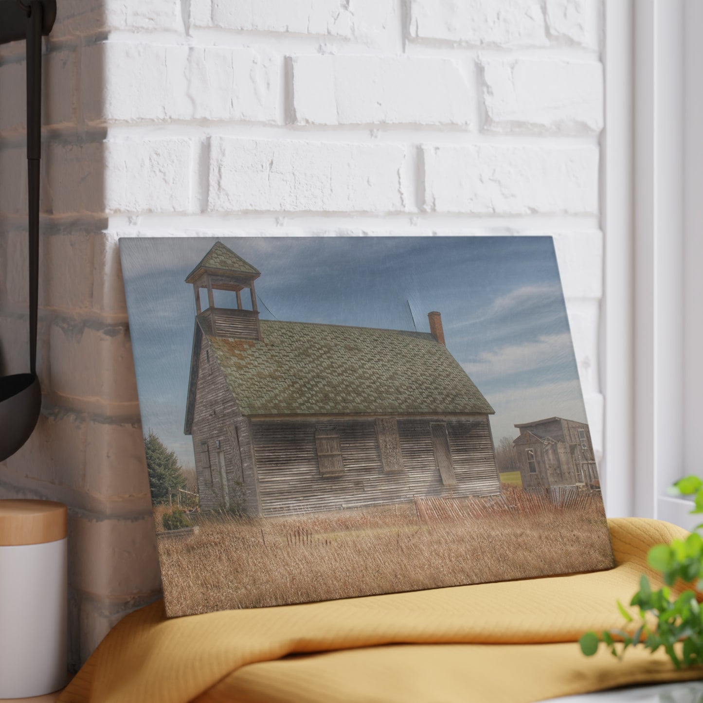 U R There Photography McKenzie Road Old Schoolhouse Rustic Farmhouse Tempered-Glass Cutting Board