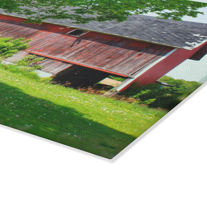 U R There Photography Colwood Road Red Rustic Farmhouse Tempered-Glass Cutting Board