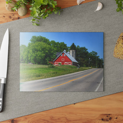 U R There Photography Metamora Red 2020 II Rustic Farmhouse Tempered-Glass Cutting Board