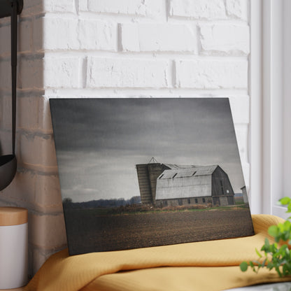 U R There Photography North Gates Road Old Grey II Rustic Farmhouse Tempered-Glass Cutting Board