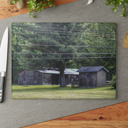 U R There Photography Leonard Road Roadside Greys Rustic Farmhouse Tempered-Glass Cutting Board