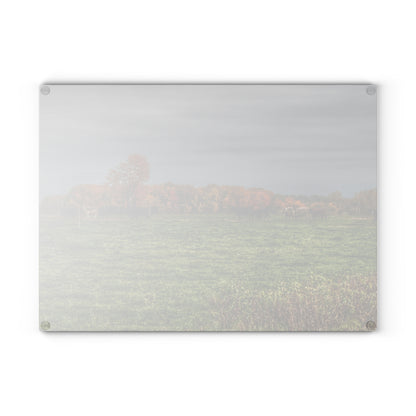 U R There Photography Oak Cows Rustic Farmhouse Tempered-Glass Cutting Board 8"x 11"