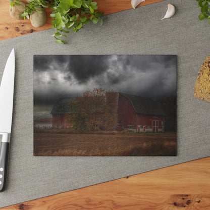 U R There Photography Hinson Road Red Rustic Farmhouse Tempered-Glass Cutting Board