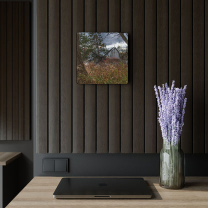 U R There Photography Booth Road Hidden Greys Rustic Farmhouse Acrylic Analog Wall Clock